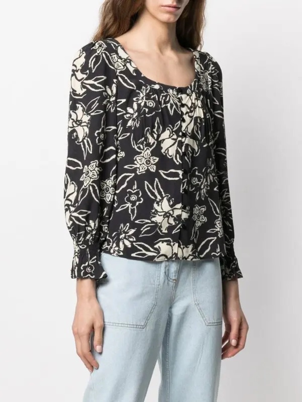 BA&SH | Floral Sessee Peasant Blouse Size EU0 P2P 17”